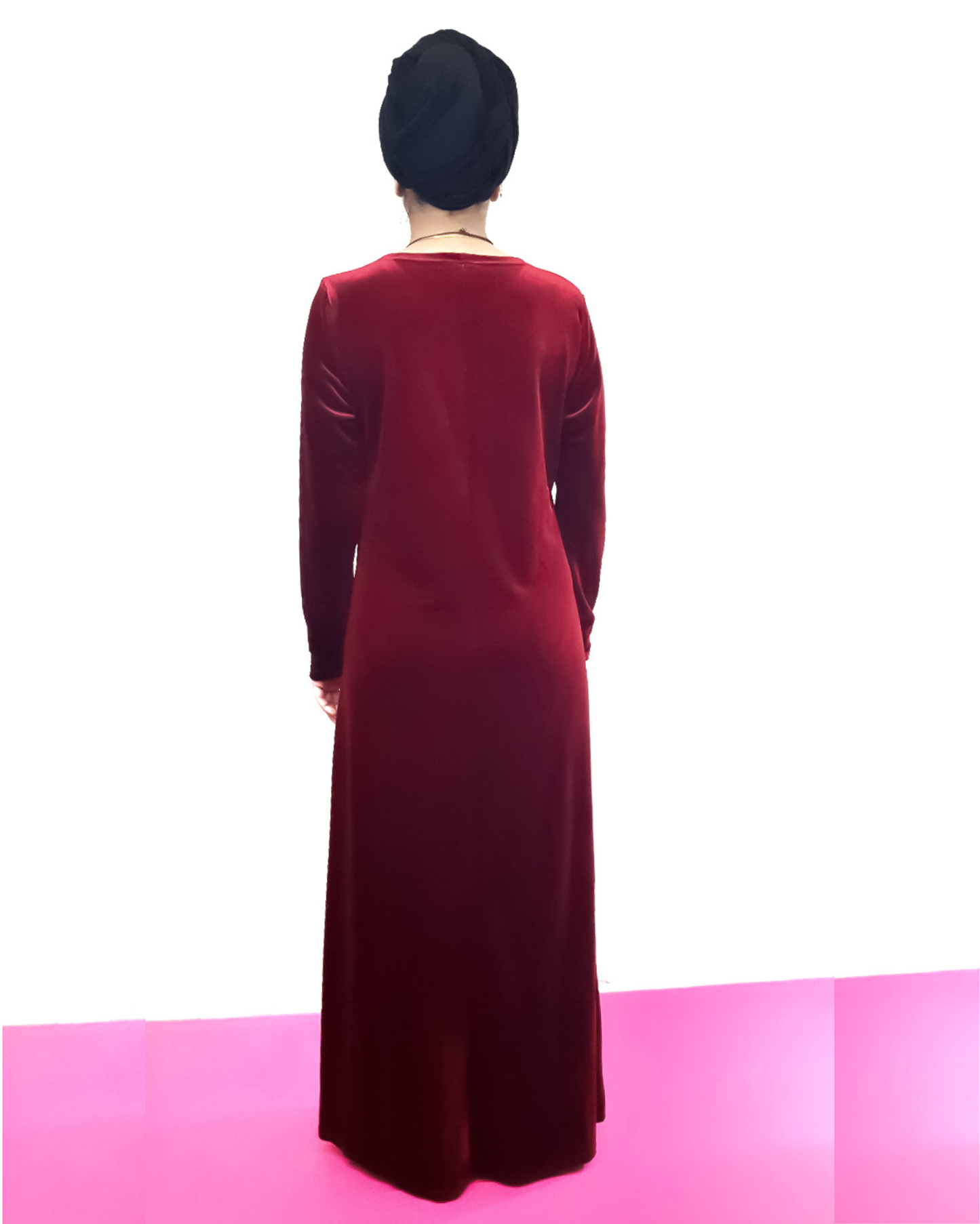 Maroon Velvet Applique Dress