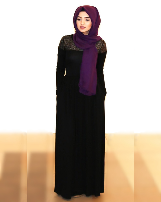 Black Sequin Detail Dress