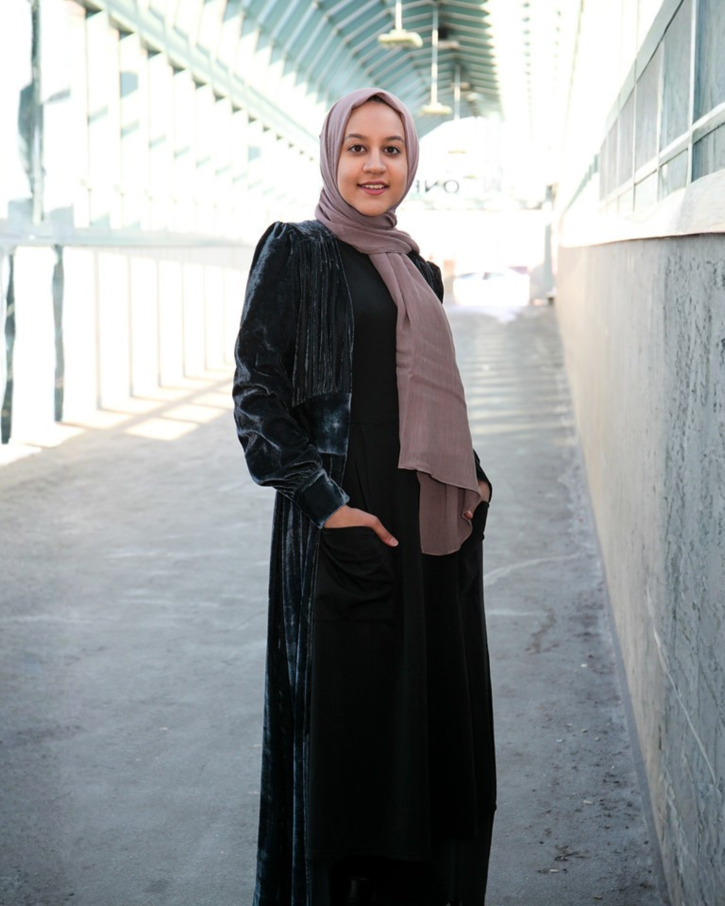 Charcoal Grey Velvet Abaya