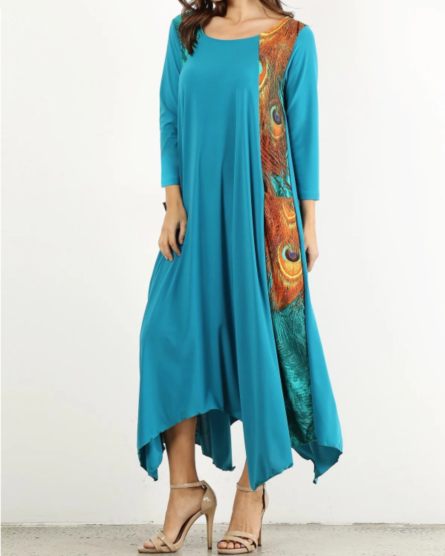Teal Floral Block Dress