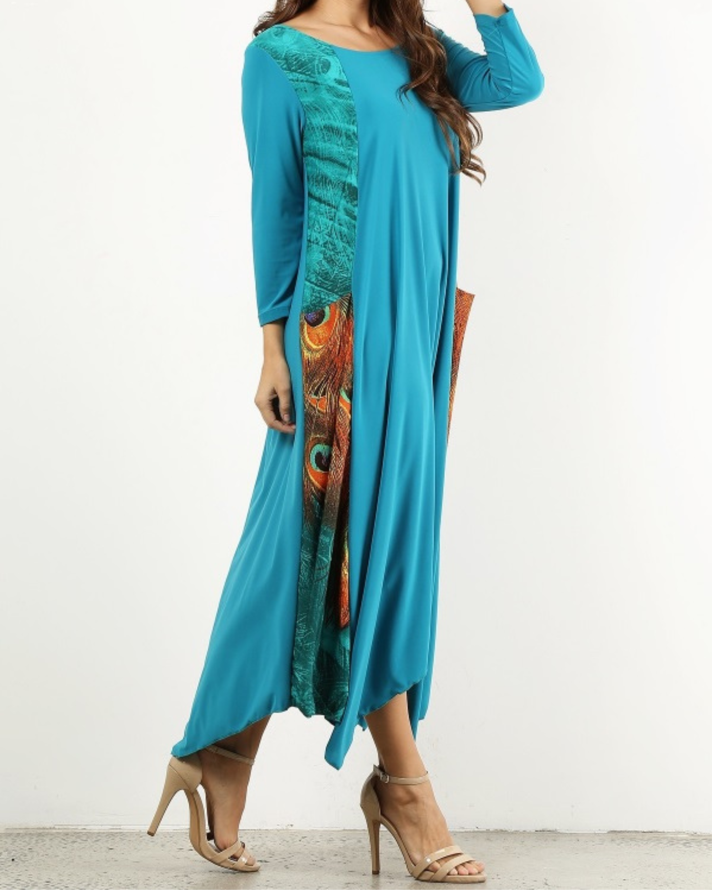 Teal Floral Block Dress