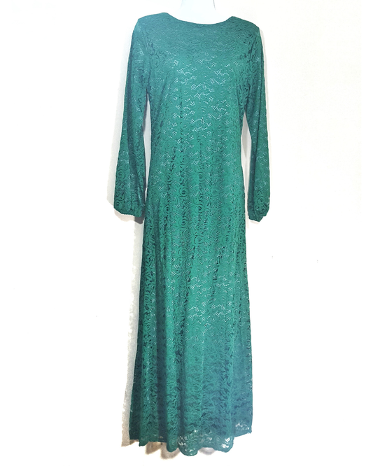 Forest Green Full Lace Maxi Dress
