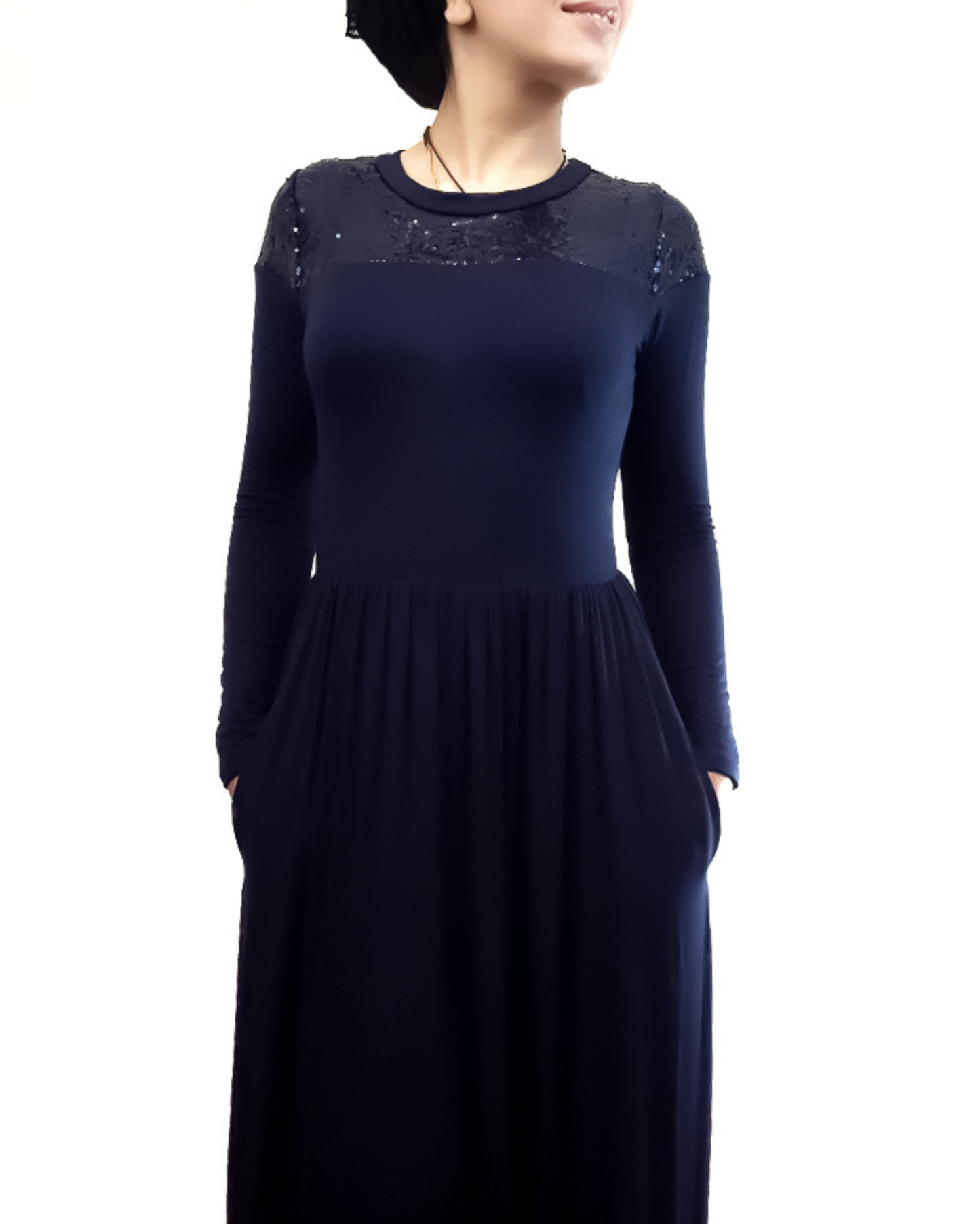 Midnight Navy Sequin Detail Dress