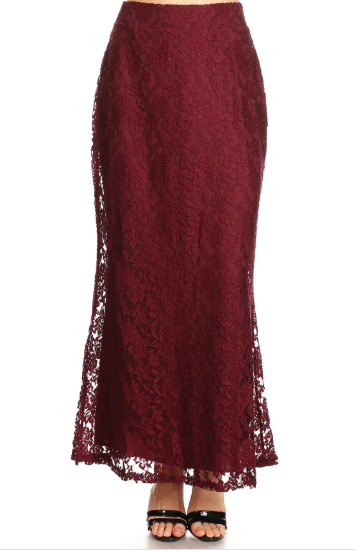 Maroon Lace Skirt