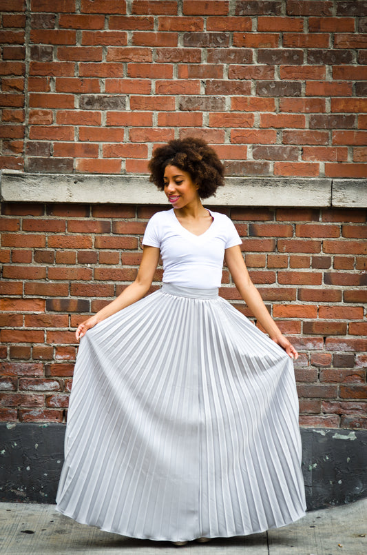 Silver Pleated Skirt