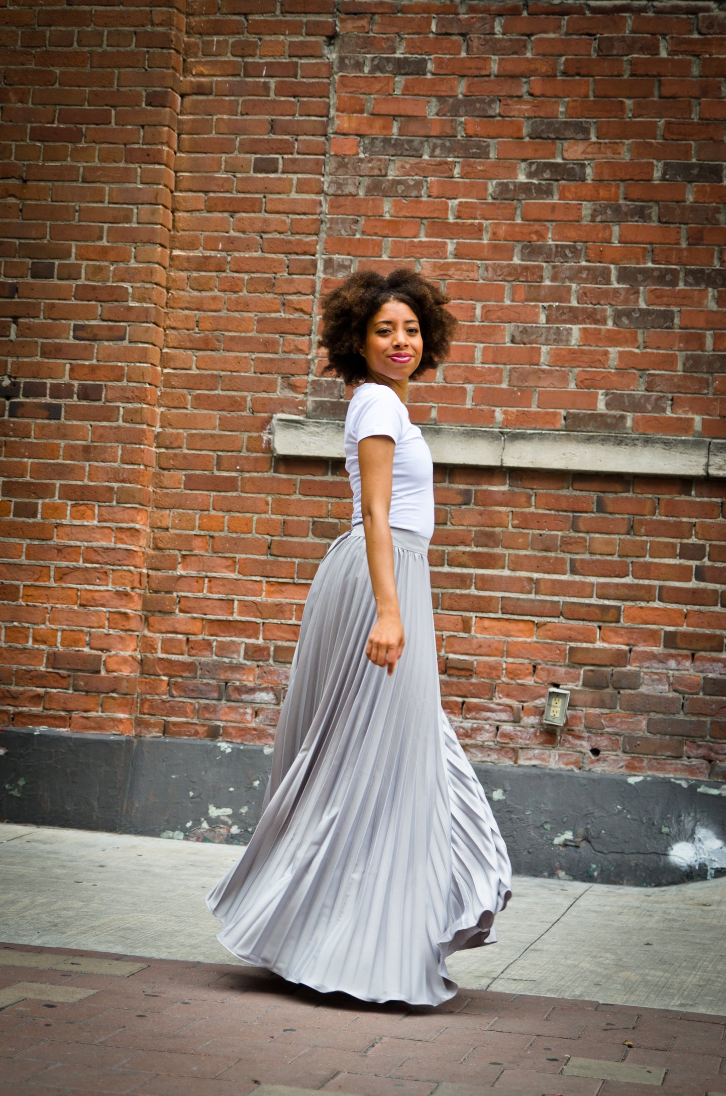 Silver Pleated Skirt