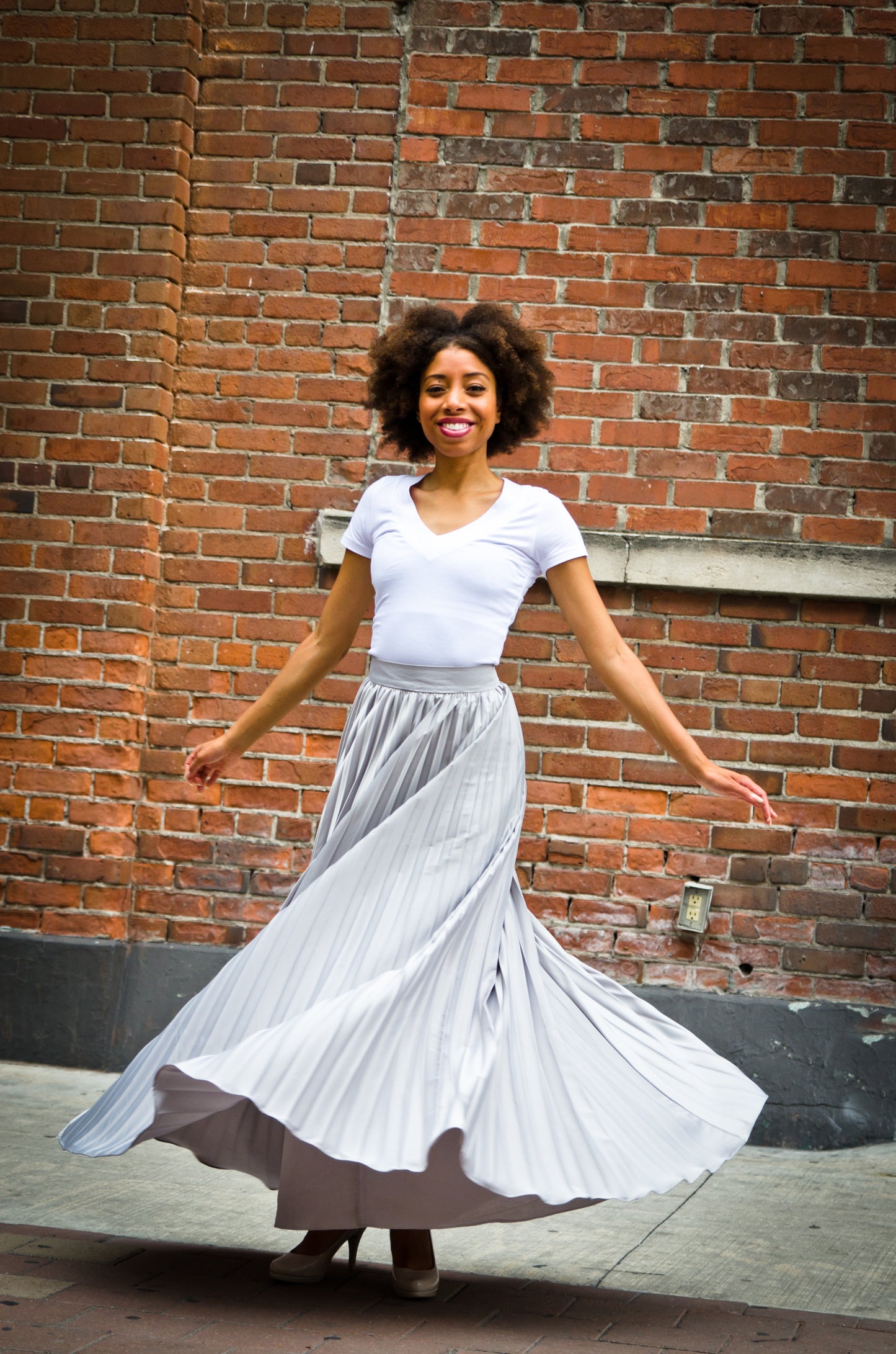 Silver Pleated Skirt