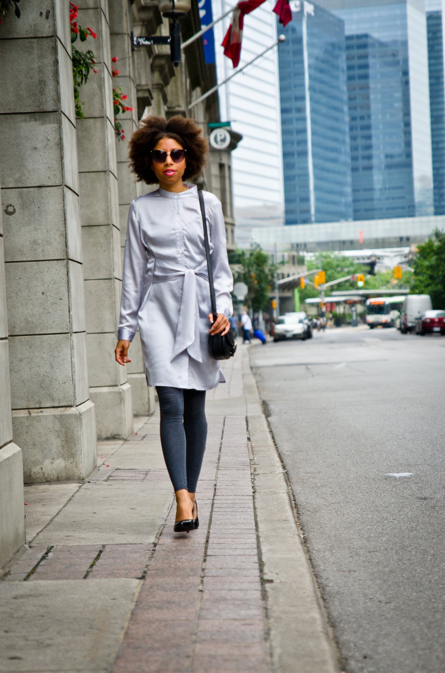 Silver Shirt with Waist Belt