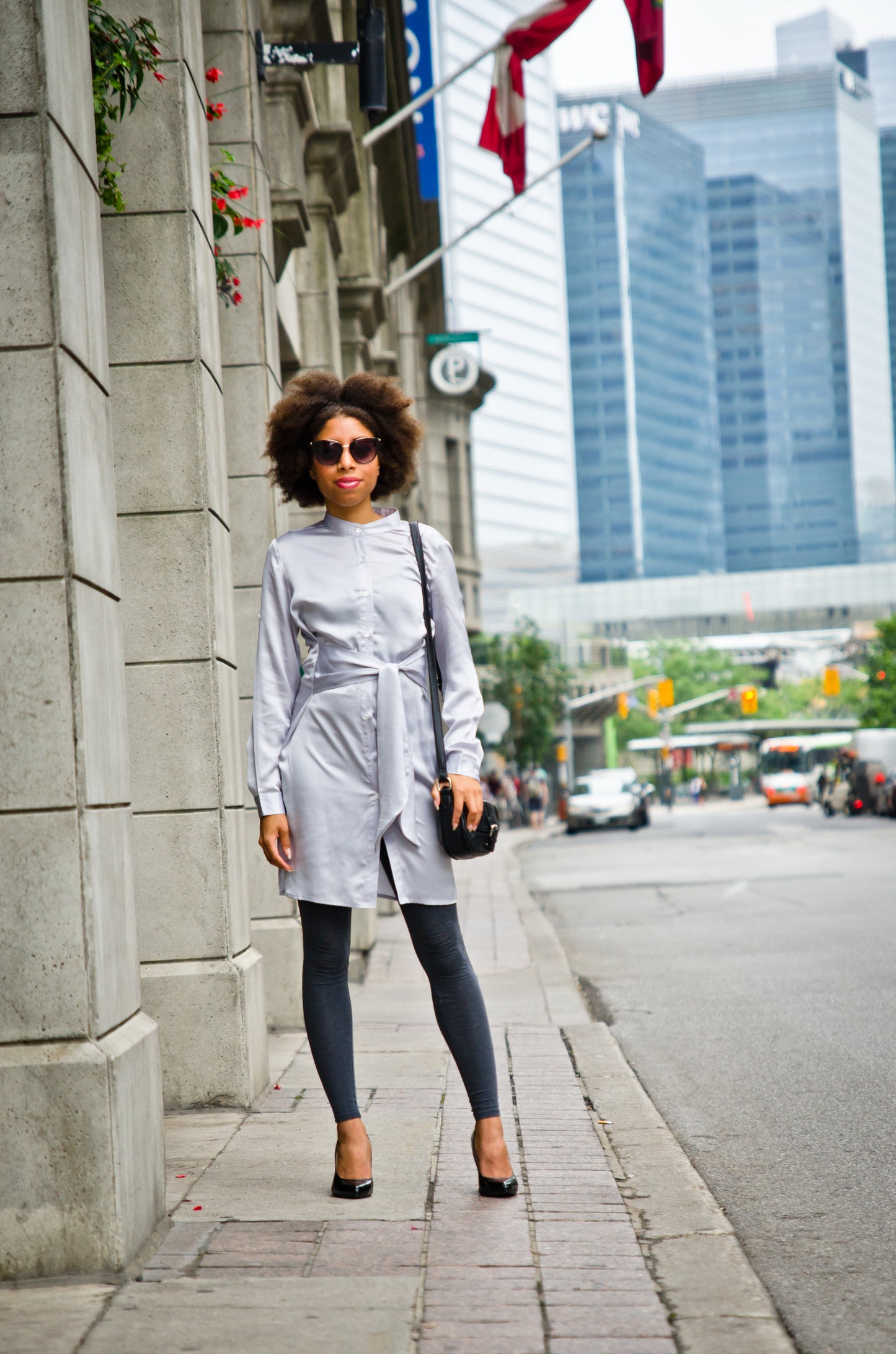 Silver Shirt with Waist Belt