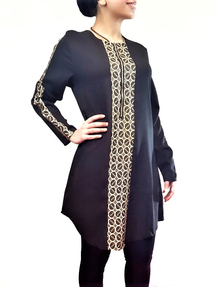 Black Front Zip Tunic