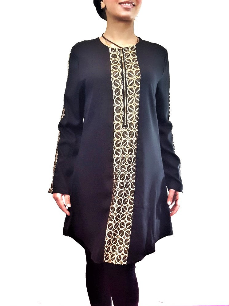 Black Front Zip Tunic