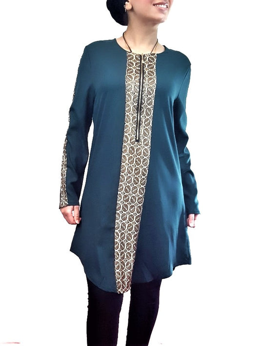 Green Front Zip Tunic