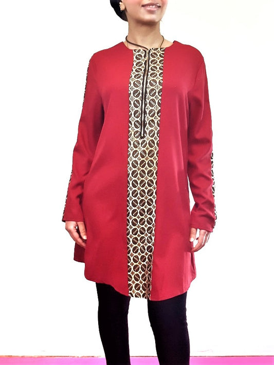 Red Front Zip Tunic