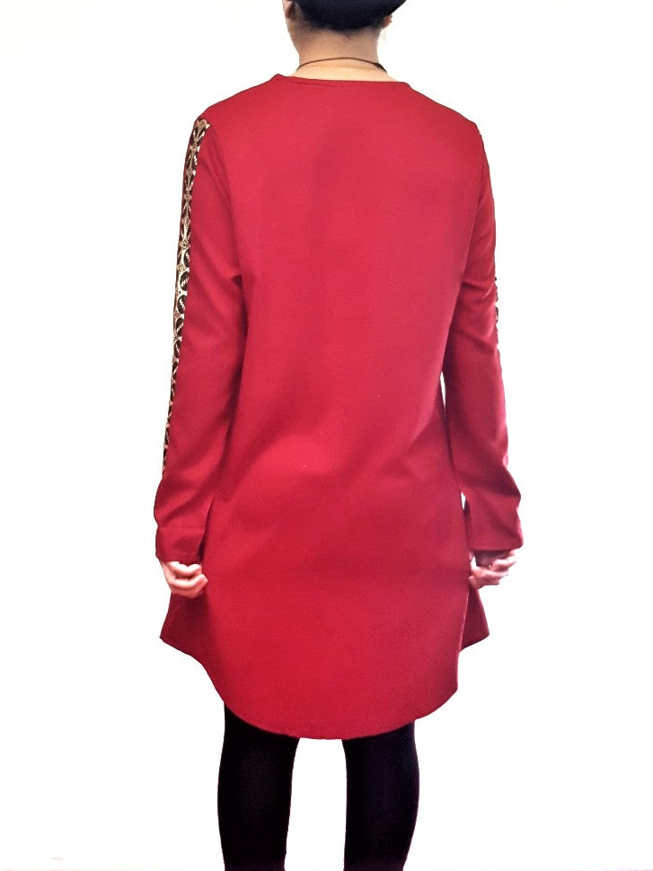 Red Front Zip Tunic